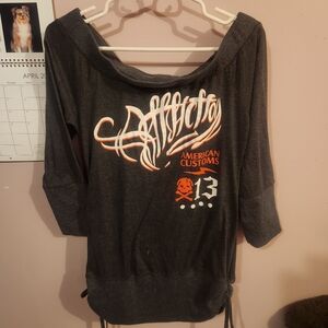 Y2k off the shoulder Affliction top
